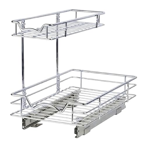 HOLDN’ STORAGE Under Sink Organizers and Storage, 11" W x 18" D x 15" H | 2-Tier Under-Sink Organizer, Full-Extension Slides, Keeps Cleaning Supplies, Bottles & Essentials Easy To Reach - size: 11" W x 18" D