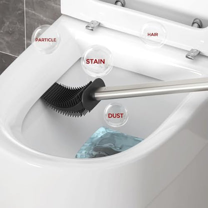 Toilet Brush and Holder, Tungsten Steel, Stainless Steel - color: Tungsten Steel