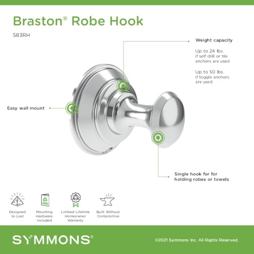 Symmons Braston Wall Mounted Robe and Towel Hook in Polished Chrome - color: Polished Chrome