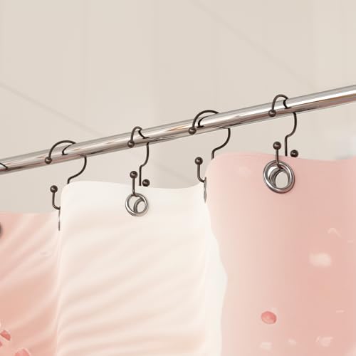 Titanker Shower Curtain Hooks Rings, Rust Resistant Metal Minimalist Simple Double Glide Shower Hooks Rings for Bathroom Shower Rods Curtains, Set of 12 Hooks - Bronze - color: Bronze, style: Minimalist