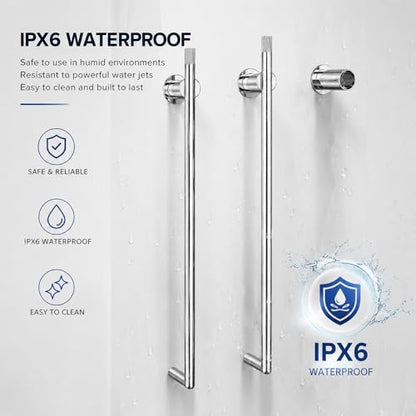 Bathroom Heated Towel Rack, Chrome Towel Warmer,2Bars,110V | Smart Touch Control, Wall Mounted, Concealed Hardwired, Stainless Steel, Dry Towels in Modern Bathrooms, Space-Saving Design - color: Chrome-2 Bars
