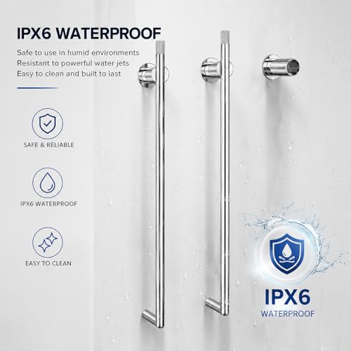 Bathroom Heated Towel Rack, Chrome Towel Warmer,2Bars,110V | Smart Touch Control, Wall Mounted, Concealed Hardwired, Stainless Steel, Dry Towels in Modern Bathrooms, Space-Saving Design - color: Chrome-2 Bars