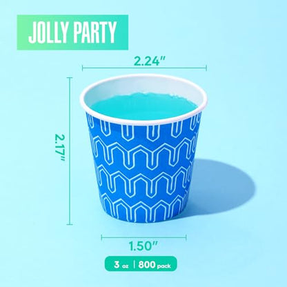 [800Pack] 3 oz Paper Cups, Small Mouthwash Cups, Disposable Bathroom Cups, Paper Cups for Party, Picnic, BBQ, Travel, and Event, Assorted designs