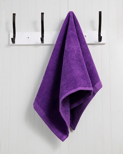 Fingertip Hand Towel | Absorbent |11x18 | Terry Velour Premium Washcloths, Bathroom use, 100% Cotton, Face, fingertip, Soft, Guest Towels (Pack of 4) (4, Purple) - color: Purple