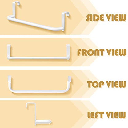 2 Pieces Metal Towel Bar Kitchen Cabinet Steel Towel Rack Bar for Hanging on Inside or Outside of Doors, Home Kitchen Bathroom(White) - color: White