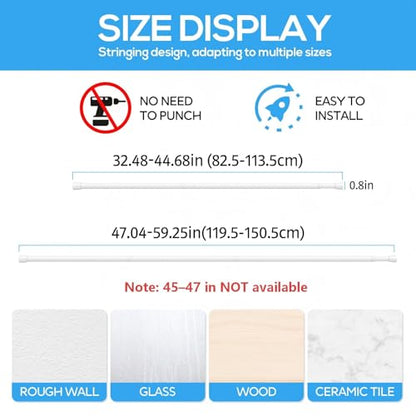 1 Pack Spring Tension Rod, Adjustable 33-59 Inch No Drill, White | 5/8 Inch Diameter Spring Loaded Dual-Range Rod (45-47in Not Compatible), Fits Windows Kitchen Doorway Cupboard - color: White, size: 33-59IN-1P