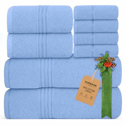Light Blue Bath Towels for Bathroom – 100% Cotton, Thick, Soft, Luxury Bath Towels Set with 2 Extra Large Bath, 2 Hand, and 4 Washcloths – Plush, Absorbent, and Hotel-Quality Towels for Bathroom & Spa - color: Light Blue