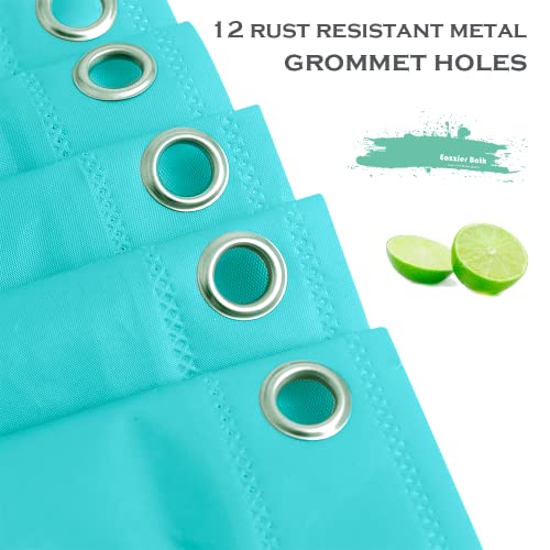 Aqua Blue Plastic Shower Curtain Or Liner, 72x72 Inch Lightweight Teal Blue Plastic Bathroom Shower Showroom Inner Curtain with Rustproof Metal Grommet Holes and Weighted Magnets - color: D05-aqua, size: 72"W x 72"L (Pack of 1)
