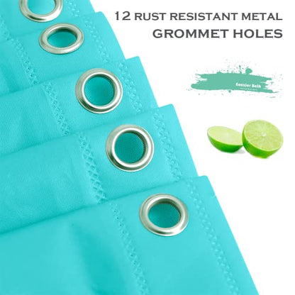 Aqua Blue Plastic Shower Curtain Or Liner, 72x72 Inch Lightweight Teal Blue Plastic Bathroom Shower Showroom Inner Curtain with Rustproof Metal Grommet Holes and Weighted Magnets - color: D05-aqua, size: 72"W x 72"L (Pack of 1)