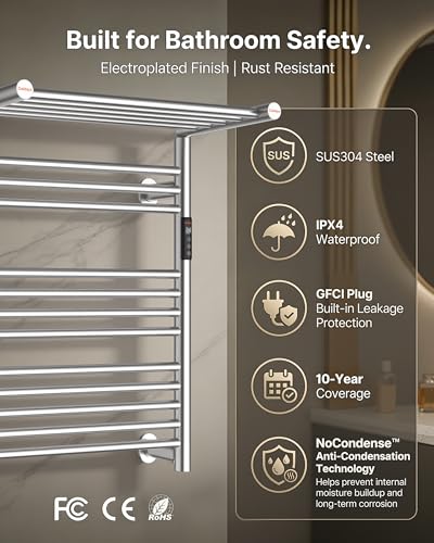 Heated Towel Rack Foldable Smart Dual-Zone APP No-Drill Brushed CA3 - color: Brushed, size: Ultra-17Bar H35.43 x W21.65