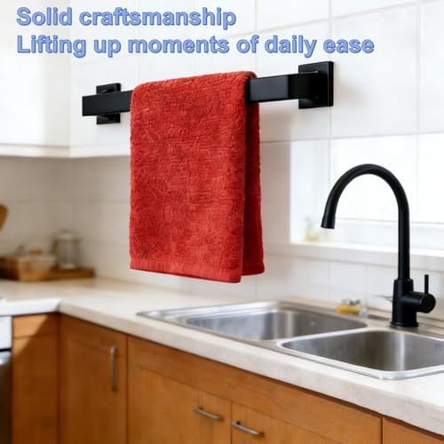 20 Inch Bathroom Towel Bar SUS304 Stainless Steel Matte Black Towel Holder Wall Mounted Heavy Duty Towel Rack Bathroom Towel Rod Modern Square Base Design(1, Matte Black, 20 Inch) - color: Matte Black, size: 20 Inch