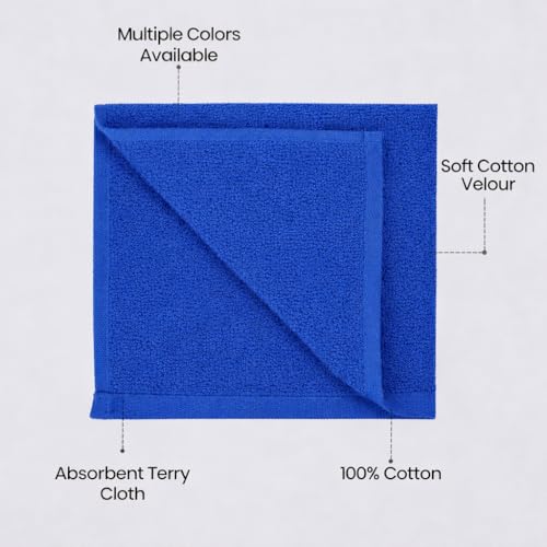 Fingertip Hand Towel | Absorbent |11x18 | Terry Velour Premium Washcloths, Bathroom use, 100% Cotton, Face, fingertip, Soft, Guest Towels (Pack of 4) (4, Royal Blue) - color: Royal Blue
