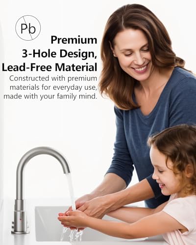 Brushed Nickel Bathroom Faucet 3 Hole, 8 Inch Widespread 2-Handle | SUS304 Stainless Steel, 2-Handle Control, Pop-Up Drain, Supply Lines and Mounting Hardware for 8-Inch Widespread Vanity Sinks - color: Brushed Nickel