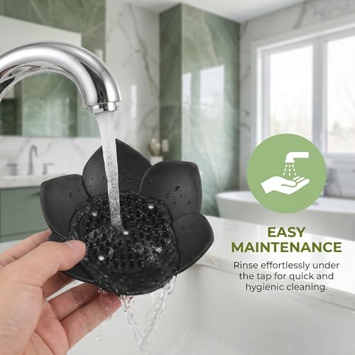 VOSAREA 2PCS Silicone Soap Dishes with Draining Lotus Shower Steamer Trays Lotus Flowers Soap Holders Soap Savers for Kitchen Bathroom Shower Counter