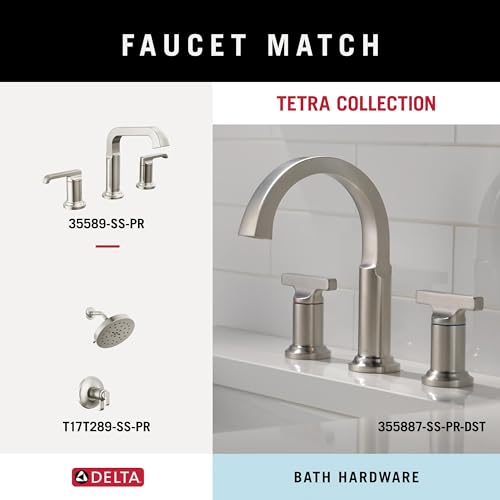 DELTA FAUCET 78908-SS Tetra 8 in. Hand Towel Bar Bath Hardware Accessory in Stainless Steel (Pack of 3) - color: Stainless Steel, size: 8 inch (Pack of 3)