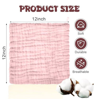 20 Pcs Baby Muslin Washcloth 12 x 12 Inch 100% Cotton Soft and Absorbent Muslin Washcloth Burp Cloth Wipe Newborn Face Towel for Baby Boy Girl Sensitive Skin(Pink, Bean Paste, Dark Pink) - color: Pink, Bean Paste, Dark Pink