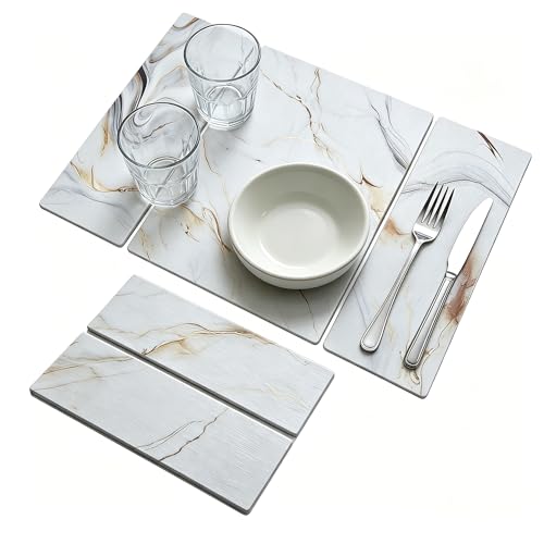 Stone Drying Mat for Kitchen Counter, Quick Diatomaceous Earth Mats for Dishes, 24"L x 16" W Super Absorbent Fast-Drying Collapsible Countertop Stone Mat (Marble White-08, 24" x 16") - color: Marble White-08