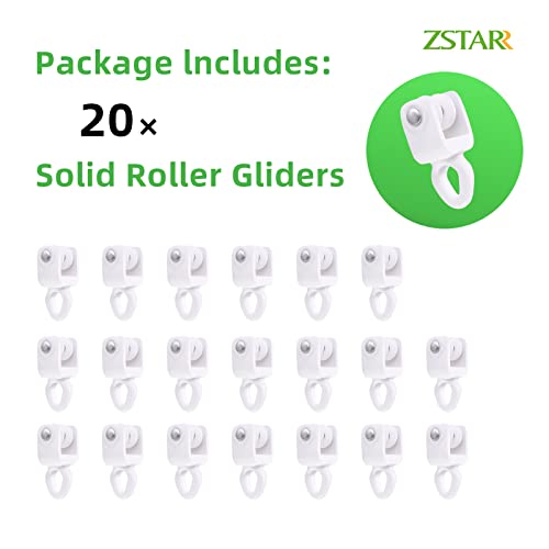 ZSTARR Heavy Duty Gliders for I Profile Flexible Curtain Track, 20 Pack | Fits I Profile Straight & Curved Curtain Tracks. Ideal for RV, Shower, Hospital, Room Divider & Window Curtains