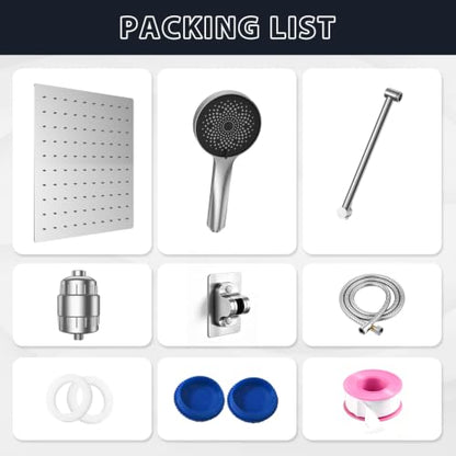 10" Shower Head with Handheld, Rain Shower Head with Filter Combe Set | High Pressure; 3 Modes Sprayer; Filtered Shower for Hard Water,Families, Pets; Adjustable Height & Angle; Easy Install;Chrome