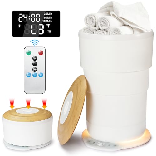 Uoxfill Upgrade Foldable Towel Warmer for Bathroom - 23L Luxury Heated Towel Warmers Bucket with Time Setting,Auto Shut Off,Fits Up to Two 40"X70" Oversized Towels,Bathrobes,Blankets White - size: 23 L