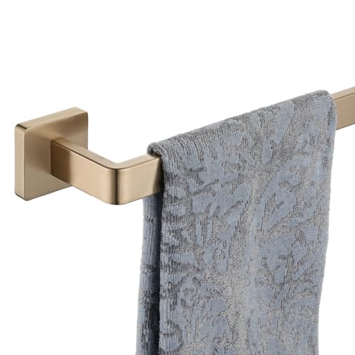 JQK Champagne Bronze Towel Bar, 16 Inch 304 Stainless Steel Thicken 0.8mm Towel Rack Bathroom, Towel Holder Wall Mount, Total Length 18.41 Inch, TB250L16-CB - color: Champagne Bronze, size: 16.41 Inch