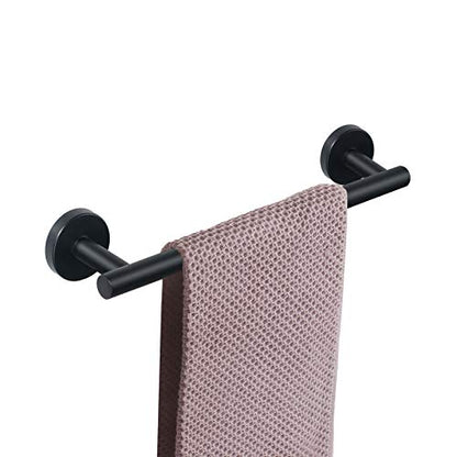 NearMoon Bath Towel Bar, Thicken Stainless Steel Shower Towel Rack Holder Wall Mounted for Bathroom, 12-lnch Overall Length-10-lnch Usable Hanging Space (1 Pack, Matte Black) - color: Matte Black, size: 12 Inch