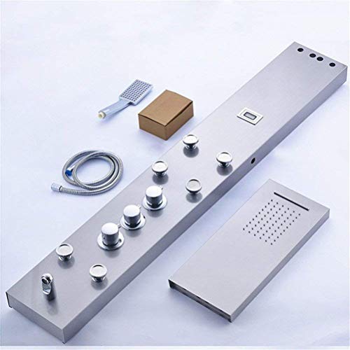 Wall-Mounted Shower Faucet Thermostatic Shower Panel Tower Stainless Steel Shower Column Digital Temperature Display Jets Body Massage Shower System,B