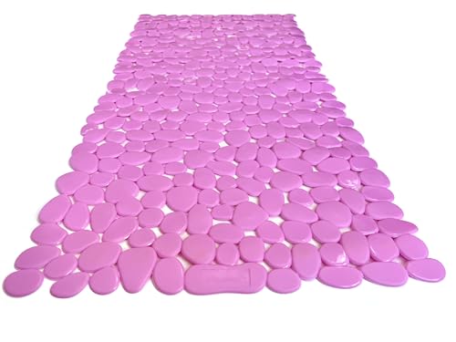 “Pebbles” Non-Slip Bathtub/Shower Mat 27.5”x14” Rectangular, Non-Toxic, Safe, Clean, Machine-Washable, Superior Grip & Drainage, Vinyl, for Smooth Floors ONLY, Opaque Pink - color: Opaque Pink, size: Rectangular (27.5"x14")