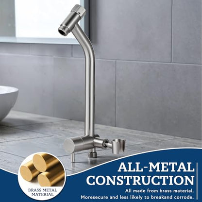 G-Promise Metal Shower Diverter with Low Handheld Holder (Brushed Nickel) | 10 Inch Downward-Extend Bracket for All Heights, 4 Spray Modes with Pause, Anti-Leak, Easy Install, Universal Replacement - color: Brushed Nickel, size: Lower 9 Inch