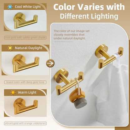 Angle Simple Towel Hooks 2 Pack, Double Bath Towel Holder Brushed Dark Gold | SUS304 Stainless Steel, Robe Coat Wall Hook for Bathroom Entryway Closet, Screws Mount - color: Brushed Dark Gold, size: 2 Pack