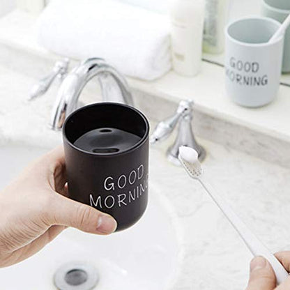Toothbrush Makeup Brush Holder Cup Unbreakable Reusable Bathroom Vanity Countertop (Beige) - color: Beige