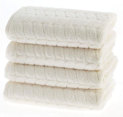 BAGNO MILANO Turkish Cotton Bath Towels, Hand Towels - Soft Plush Jacquard Collection - Highly Absorbent Towel Set (Cream, 4 Pcs Hand Towel Set) - color: Cream, size: 4 pcs Hand Towel Set