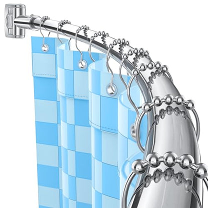 Curved Shower Curtain Rod, Adjustable 45-72 Inches Curved Shower Rod, Rustproof Shower Curtain Rod, Never Fall Telescoping Design for Bathroom, Silver, Need to Drill - color: Silver