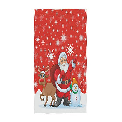 Naanle Christmas Style Funny Santa Reindeer and Snowman with Snowflake Print Guest Towel Soft Eco-Friendly Guest Hand Towels Multipurpose for Bathroom, Hotel, Gym and Spa (16" x 30",Red) - color: Xmas