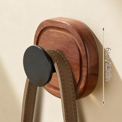 DELITON Suction Cup Hooks for Shower - 4 Pack Wooden Bathroom Towel Hooks Removable Without Drilling, for Hanging Towels, Bath Towels, and Bathrobes - color: Brown-4 Pack