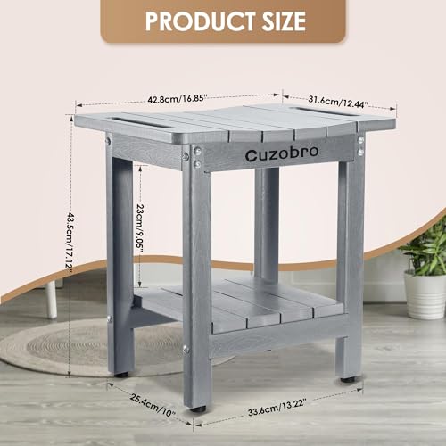 HDPE Fishing stools for Inside Shower – Waterproof, Durable Fishing Chair and Stool for Adults – Complete with Storage Shelf & Adjustable Feet – Supports 300 lbs for Bathroom & Bathtub, Gray