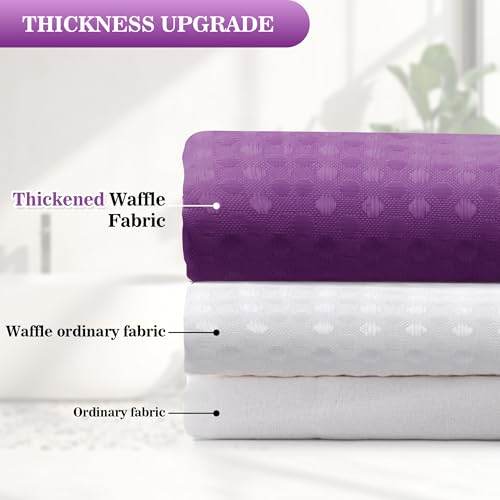 YI & ZE Purple Waffle Weave Shower Curtain with Snap-in Liner, 72W x 72L | Slub Textured Heavy Fabric, Waterproof & Washable, Equipped with 12 Metal Hooks - color: Waffle Purple, size: 72"W x 72"L (Pack of 1)