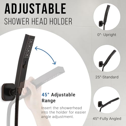 G-Promise Metal Handheld Shower Head Holder, No-Drill (Oil Rubbed Bronze) | Adhesive or Drilled Installation, Wide Adjustment Range Fits All Family Heights, Firmly Secure Showerhead, Easy to Install - color: Oil Rubbed Bronze