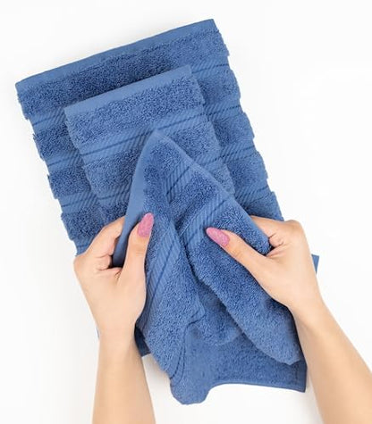 American Soft Linen 100% Cotton Luxury Turkish Towels, 6 Piece Towel Set | Soft Absorbent Quick Dry OEKO Tex Standard 100 Certificated Durable Machine Washable Premium Hotel Quality - color: Electric Blue