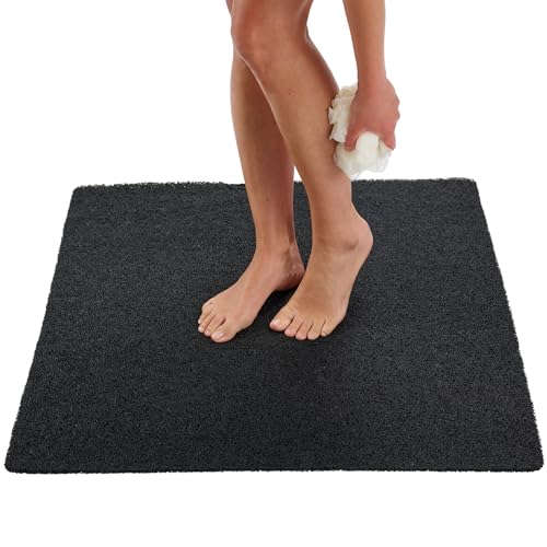 ENKOSI Square Shower Mat - Non Slip Shower Mats for Inside Shower - Extra Large 31x31 Shower Floor Mat Non Slip - Square Bath Mat for Shower - Secure Anti Slip Loofah Shower Bath Mat (31x31 Black) - color: Black, size: 31" x 31" (Square)