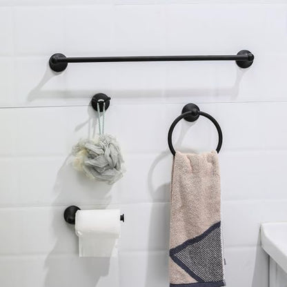 4 Piece Antique Bathroom Hardware Accessories Set Matte Black,24 Inch Towel Bar Set,Towel Rack Set,Bathroom Towel Holder Set - color: Matte Black