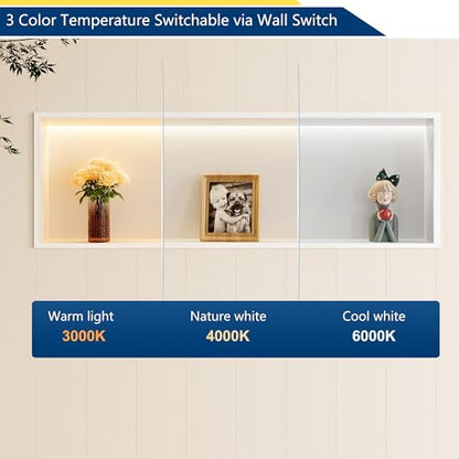 30"x12"White LED Shower Niche,3 CCT Dimmable Light, No Tile Needed | 304 Stainless Steel Bathroom Niche w/ Light(3000K/4000K/6000K), IP66 Waterproof, Space Saving & Durable ,LED Driver Included - color: White, size: 30X12In