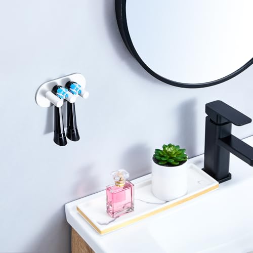 Electric Toothbrush Head Holder, Toothbrush Holders Wall Mounted, Adhesive Tooth Brush Head Holder Organiser, Electric Toothbrushs Holder, Shower Tooth Brushing Holder (White, Small) - color: White, size: Small