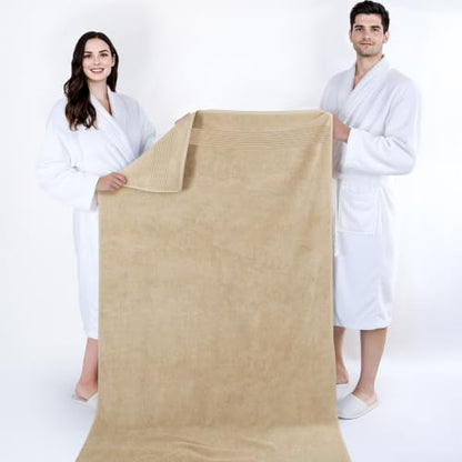Cotton Paradise 100% Cotton Turkish Towel Set, Soft Absorbent Quick Dry, 2 Piece 35x70 Bath Sheet Set, Beige - color: Beige, size: 35"x70"