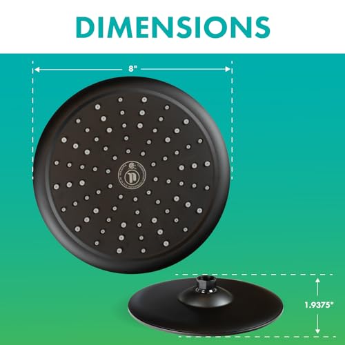 Niagara Conservation N9517MB Rainfall Spa 1-Spray with 1.75 GPM 8-in. Wall Mount Adjustable Fixed Shower Head in Matte Black, 1-Pack | Bathroom Shower Head Sprayer with Pressure Compensation - color: Matte Black, size: 1.75 GPM