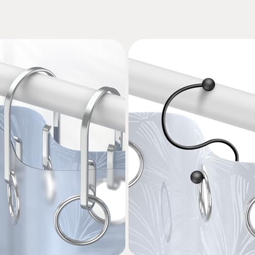Chrome Shower Curtain Hooks Rings，Double Sided Shower Curtain Hooks Rust Proof，12 pcs Shower Hooks for Inside Shower，Smooth Sliding Anti-Drop Double Shower Rings for Curtain (Chrome) - color: Chrome