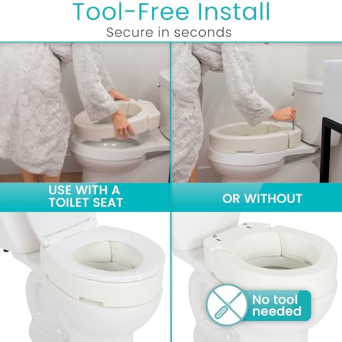 Vive Raised Toilet Seat (Standard, Adds 3.5 Inches) - Elevated Toilet Seat Riser & Extender for Seniors & Handicap - High Rise Toilet Extension for Elderly - Portable Commode Toilet Booster for Adults | Riser & Extender for Seniors & Handicap - High Rise