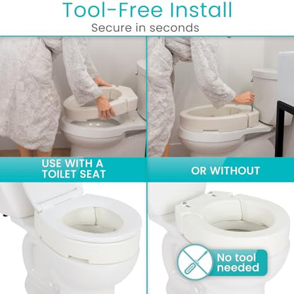Vive Raised Toilet Seat (Standard, Adds 3.5 Inches) - Elevated Toilet Seat Riser & Extender for Seniors & Handicap - High Rise Toilet Extension for Elderly - Portable Commode Toilet Booster for Adults | Riser & Extender for Seniors & Handicap - High Rise