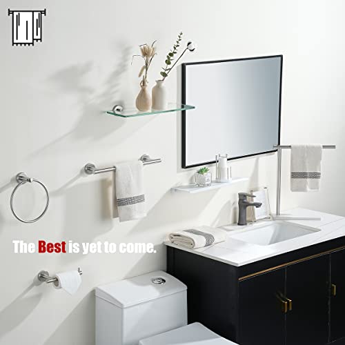 JQK Towel Ring, 304 Stainless Steel Hand Towel Holder for Bathroom, Brushed Finished Wall Mount, TR130-BN - color: Brushed