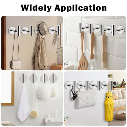 Livabber Bathroom Towel Hooks, 304 Stainless Steel Robe Shower Hooks Wall Mounted, Heavy Duty Towel Hangers for Bathroom Kitchen Bedroom (4 Pack, Chrome) - color: Chrome, size: 4 Pack